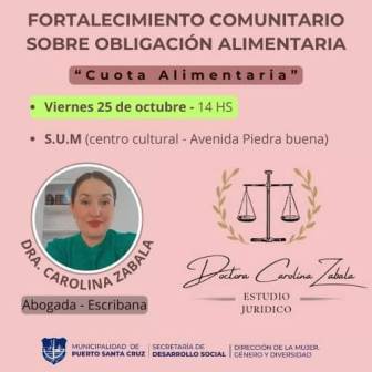 PUERTO SANTA CRUZ: CHARLA "CUOTA ALIMENTARIA".